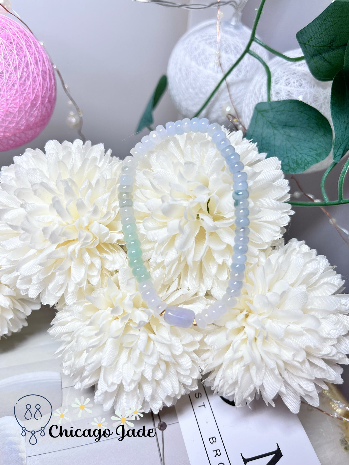 Spring Colored Green Purple Donut Shaped Natural Grade A Burma Beaded Bracelet Stretchable Handmade Gift Dainty Minimalist