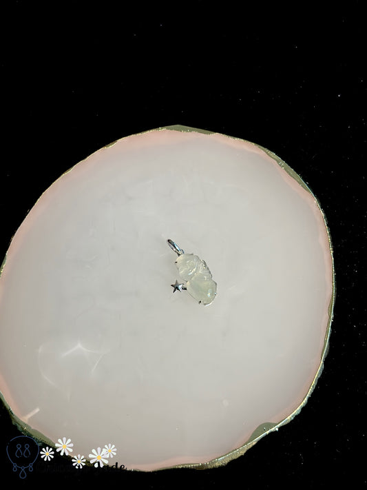 clear jadeite fairy pendant with 18k clasp