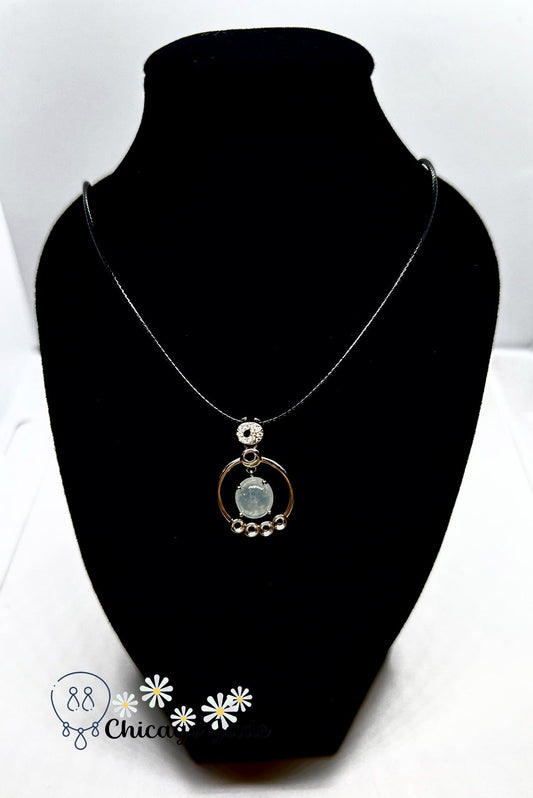 Sterling Silver Jadeite Zircon Pendant Necklace - Chicago Jadeanniversarybirthday giftcharmChicago Jade