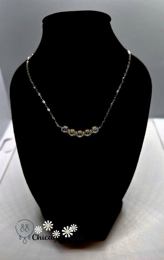 Sterling Silver S925 Jadeite Zircon Necklace - Chicago Jadeanniversarybirthday giftcharmChicago Jade