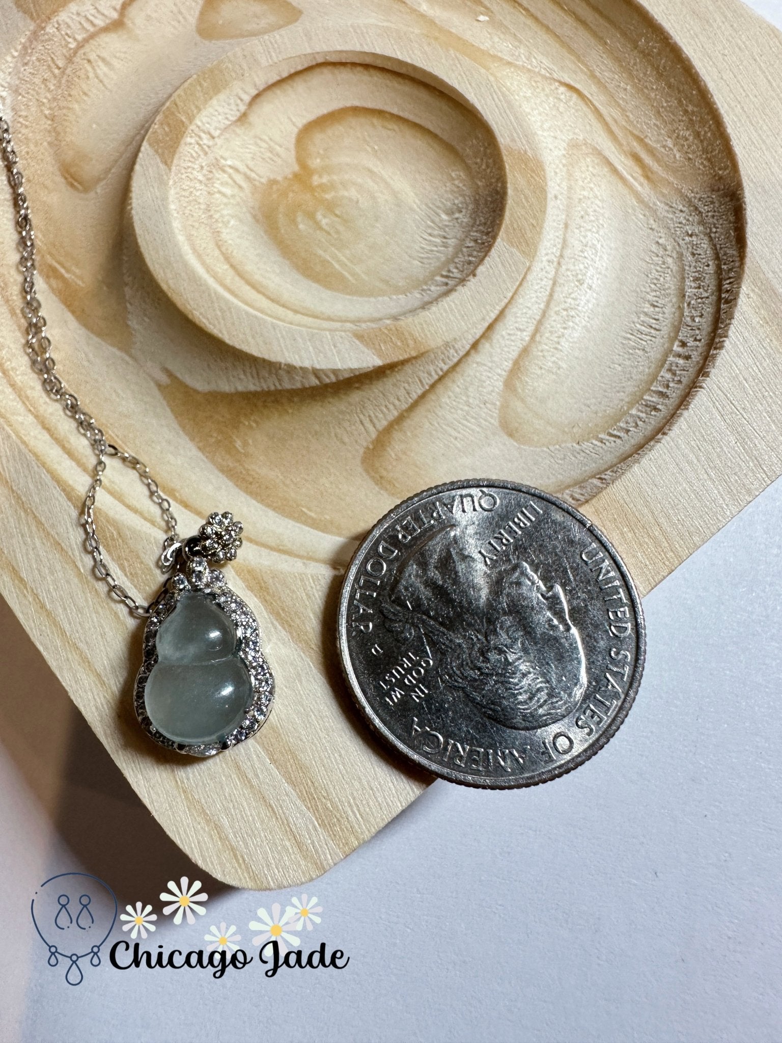 Translucent jadeite jade Hulu necklace S925 Sterling Silver - Chicago Jadeanniversarybirthday giftcharmChicago Jade