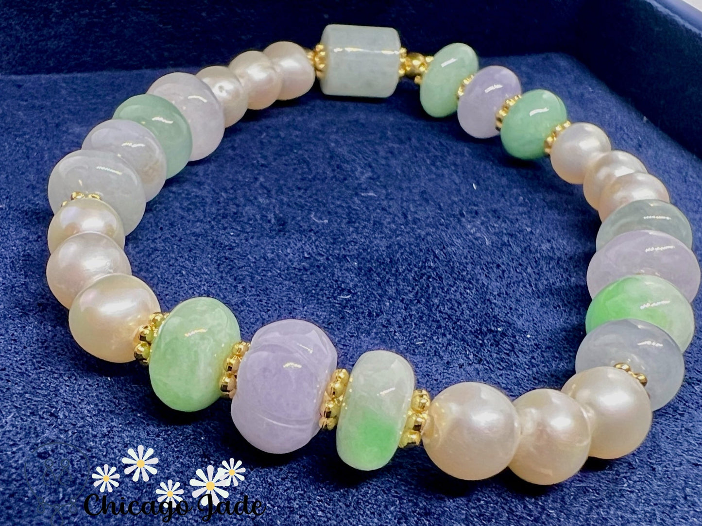 BB0013 Jadeite Pearl Beaded Bracelet - Chicago JadebeadedbraceletpearlChicago Jade