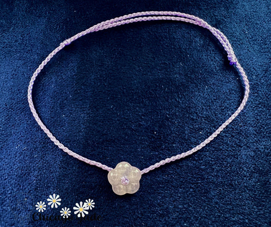 FB0019 Jadeite Flower on Taro Purple Braided Bracelet - Chicago JadebraceletflowerropeChicago Jade