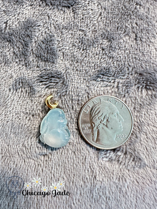 Jadeite rabbit pendant on 18K yellow gold and diamond setting - Chicago Jadeanimalanniversarybirthday giftChicago Jade
