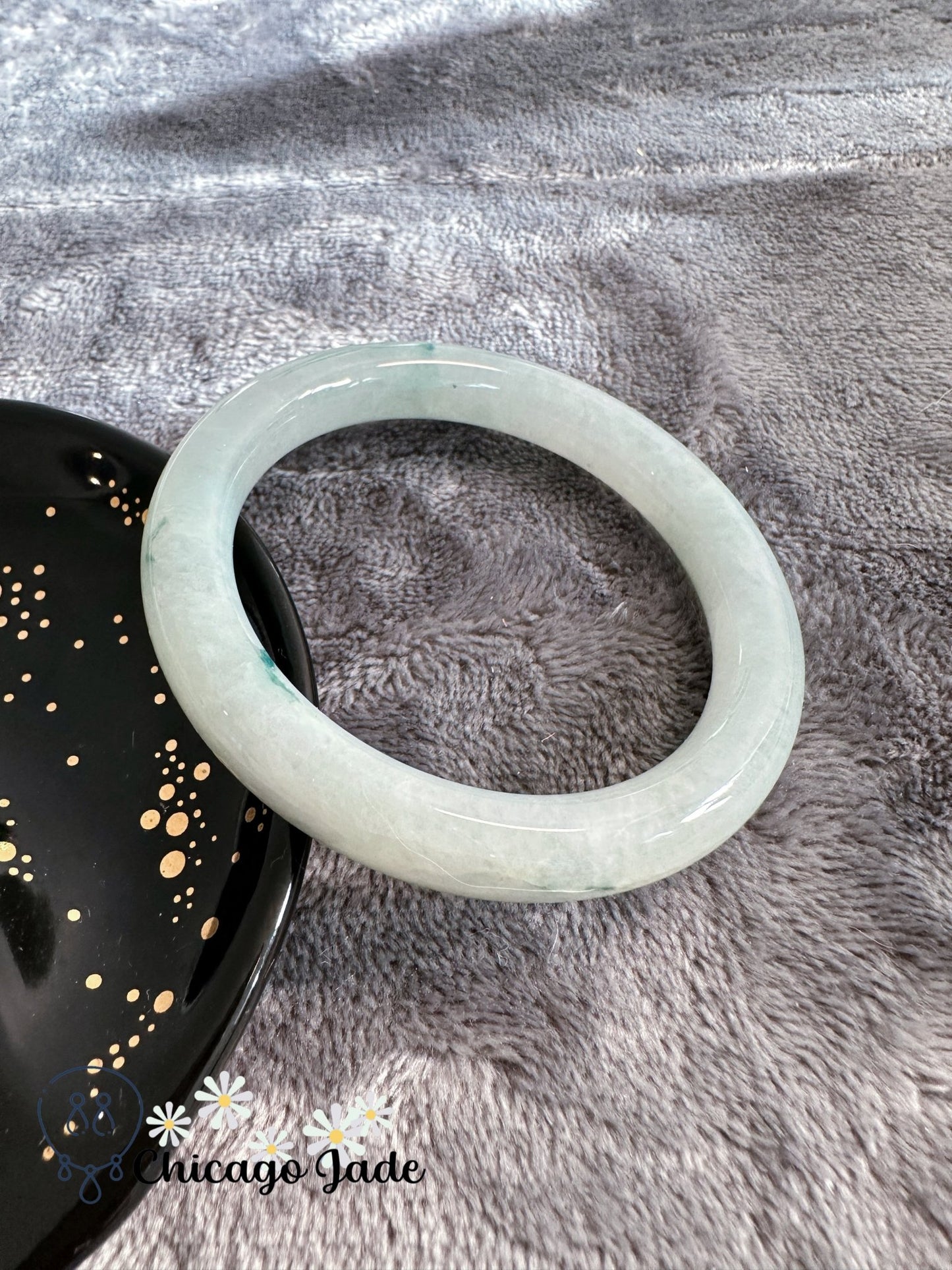 Light green base with bright floating green flowers (size S) - Chicago Jadeanniversarybanglebirthday giftChicago Jade