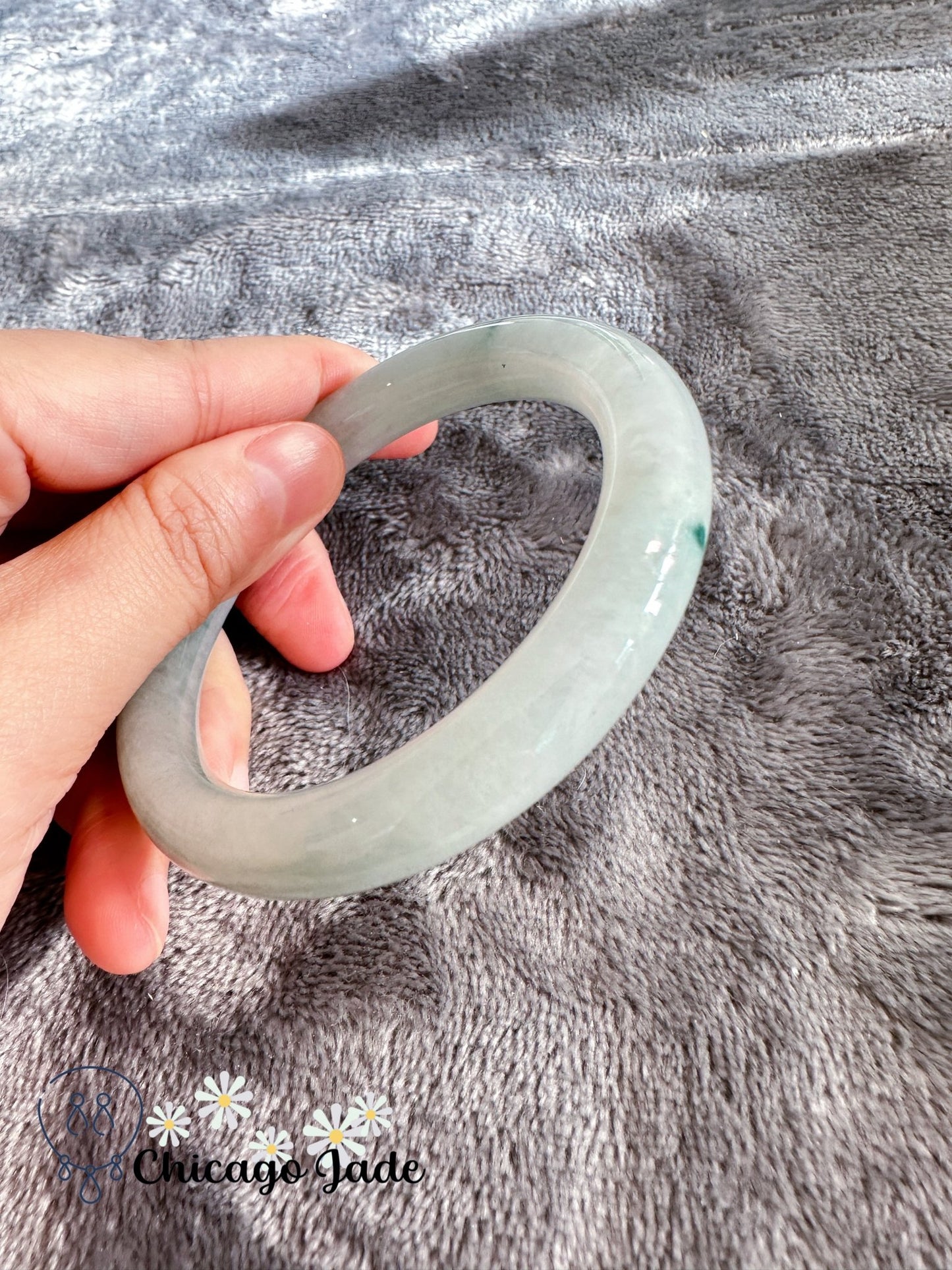 Light green base with bright floating green flowers (size S) - Chicago Jadeanniversarybanglebirthday giftChicago Jade