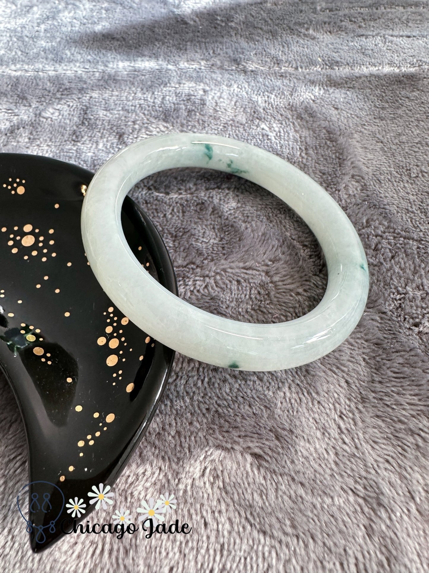 Light green base with bright floating green flowers (size S) - Chicago Jadeanniversarybanglebirthday giftChicago Jade
