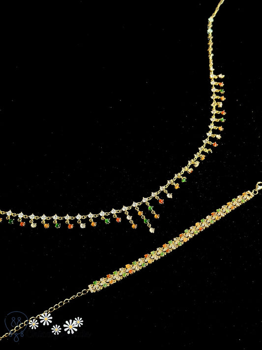Luxury rainbow jadeite jade and zircon in sterling silver bracelet and necklace set - Chicago JadebraceletdesignerholidayChicago Jade