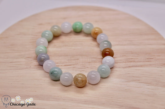 Rainbow Large Jadeite beaded bracelet - Chicago Jadeanniversarybeadedbirthday giftChicago Jade