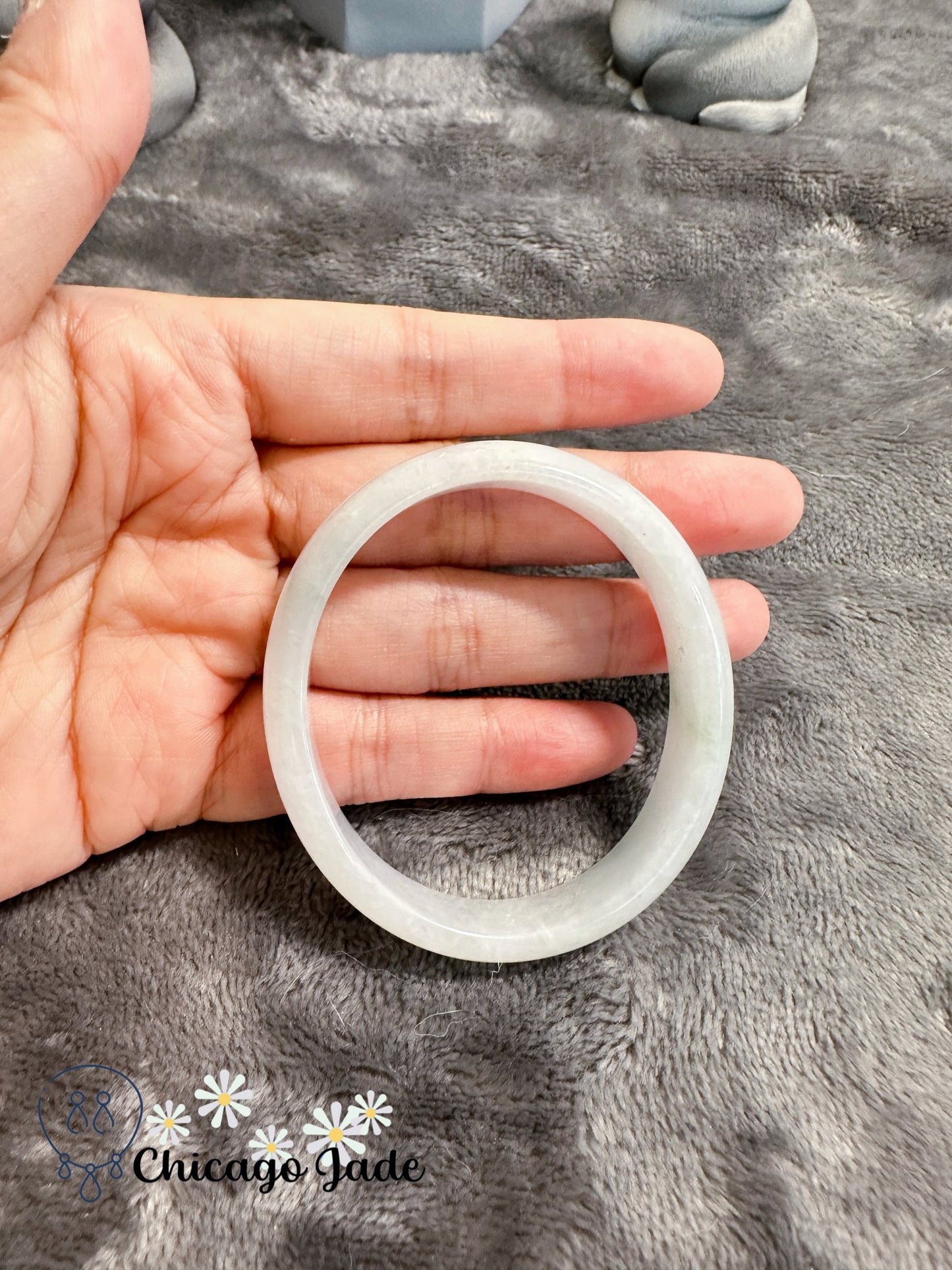 Translucent moonlight oval shape jadeite bangle (size XS) - Chicago Jadeanniversarybanglebirthday giftChicago Jade