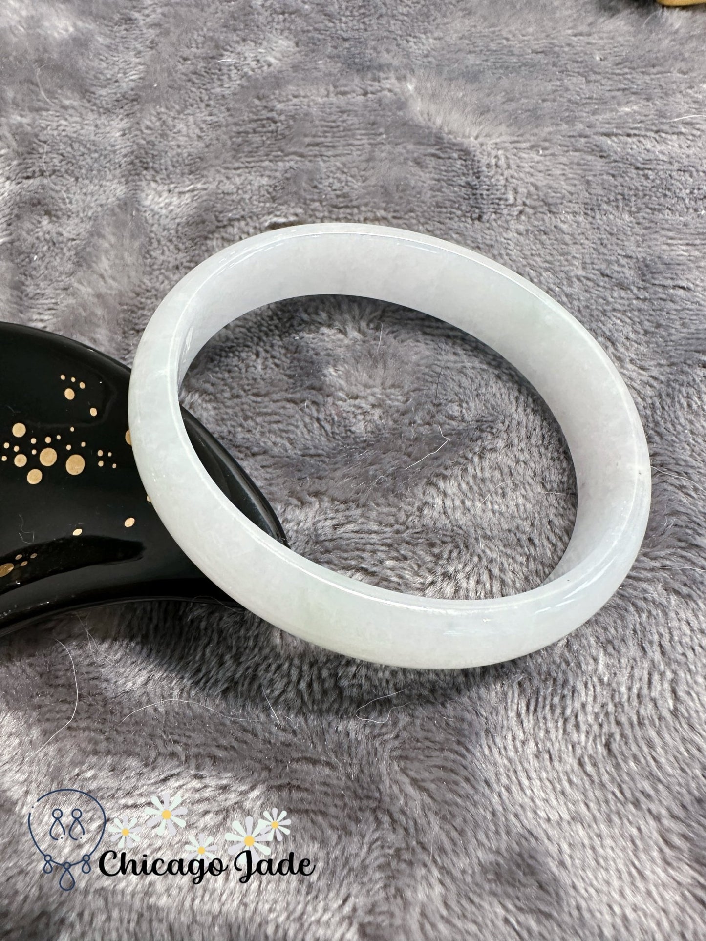 Translucent moonlight oval shape jadeite bangle (size XS) - Chicago Jadeanniversarybanglebirthday giftChicago Jade