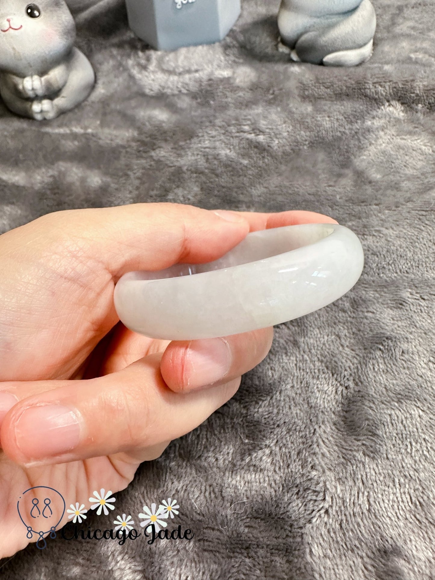 Translucent moonlight oval shape jadeite bangle (size XS) - Chicago Jadeanniversarybanglebirthday giftChicago Jade