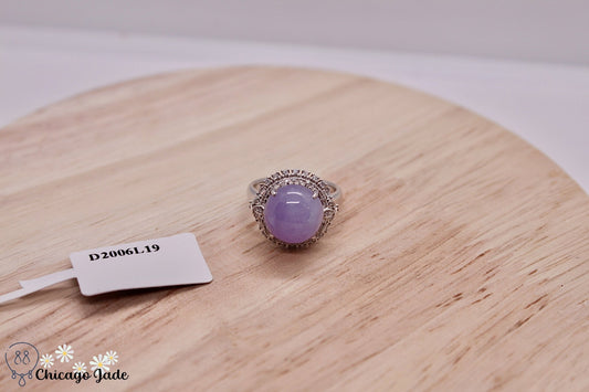 Vivid Purple Jadeite ring set in 18K white gold and Diamond - Chicago JadedesignergoldringChicago Jade