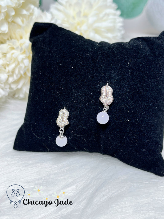 Soft Lavender Purple Natural Jadeite Jade Feicui Beads Sterling Silver Earring Handmade Gift