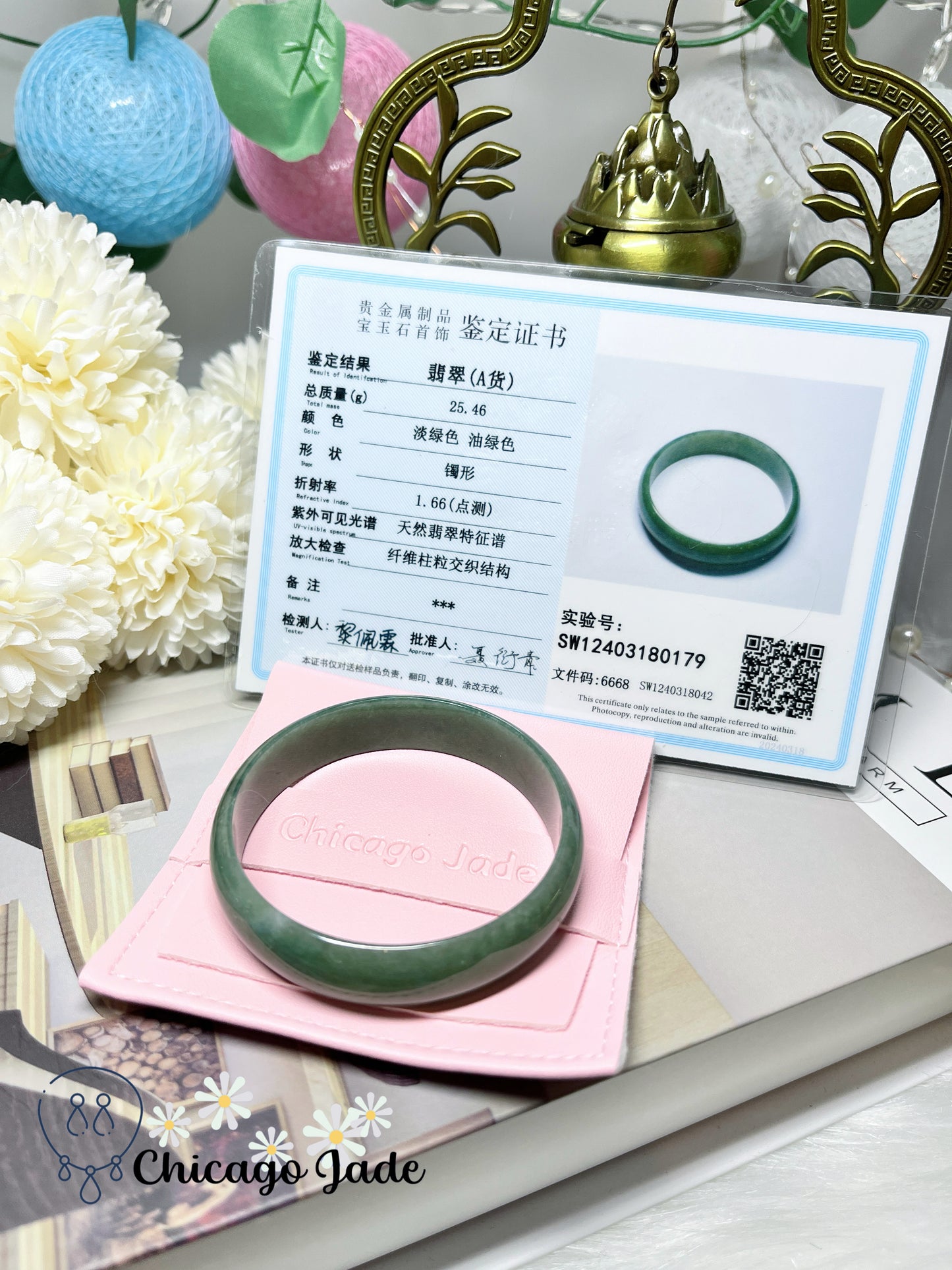 52.5mm Size XS Full Spinach Green Flat Inside Princess Style Jadeite Jade Feicui Bangle