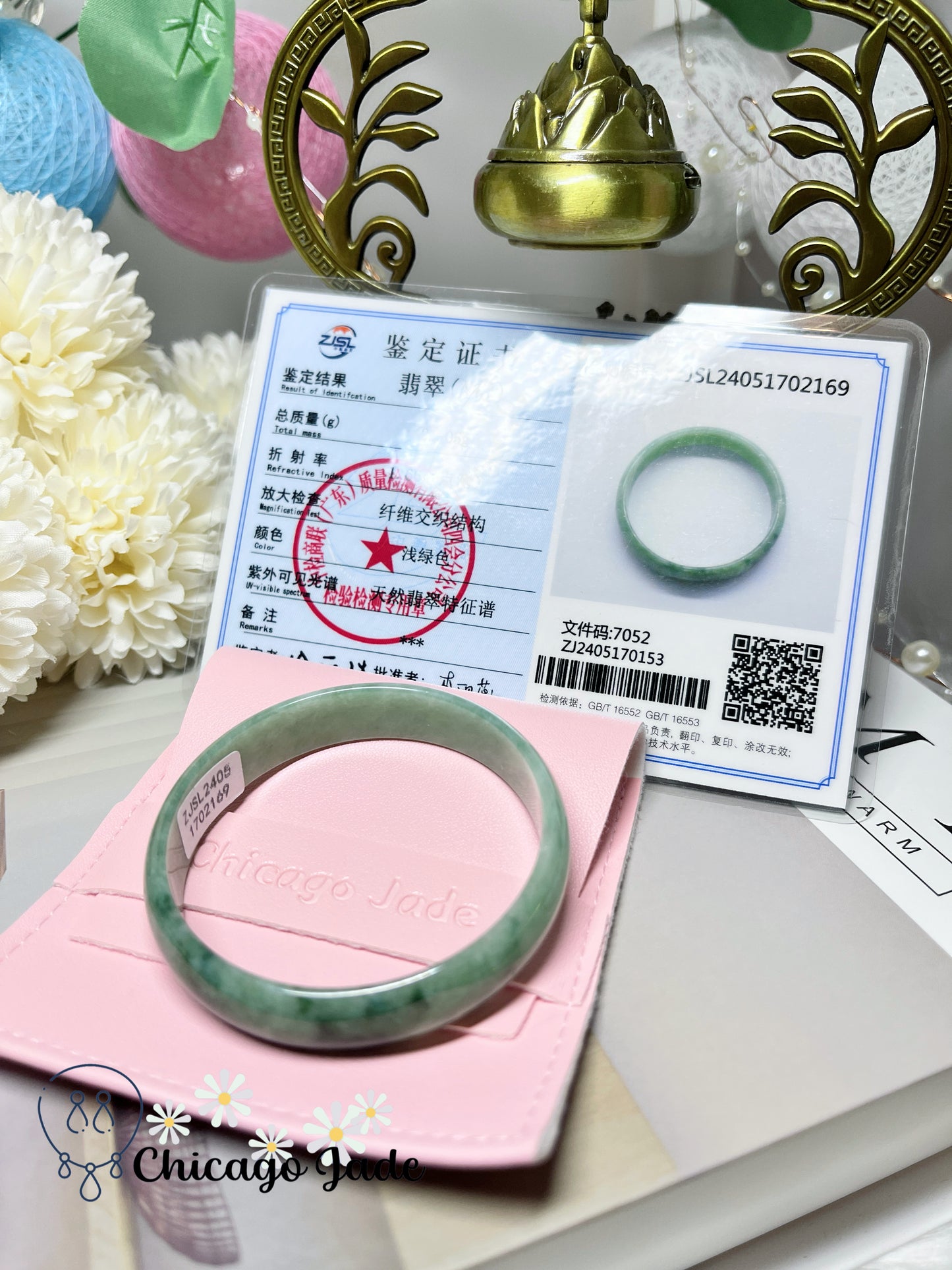 51.1mm Size XXS Dainty Thin Flat Inside Full Green Princess Style Natural Untreated Jadeite Jade Feicui Bangle Certified Burma