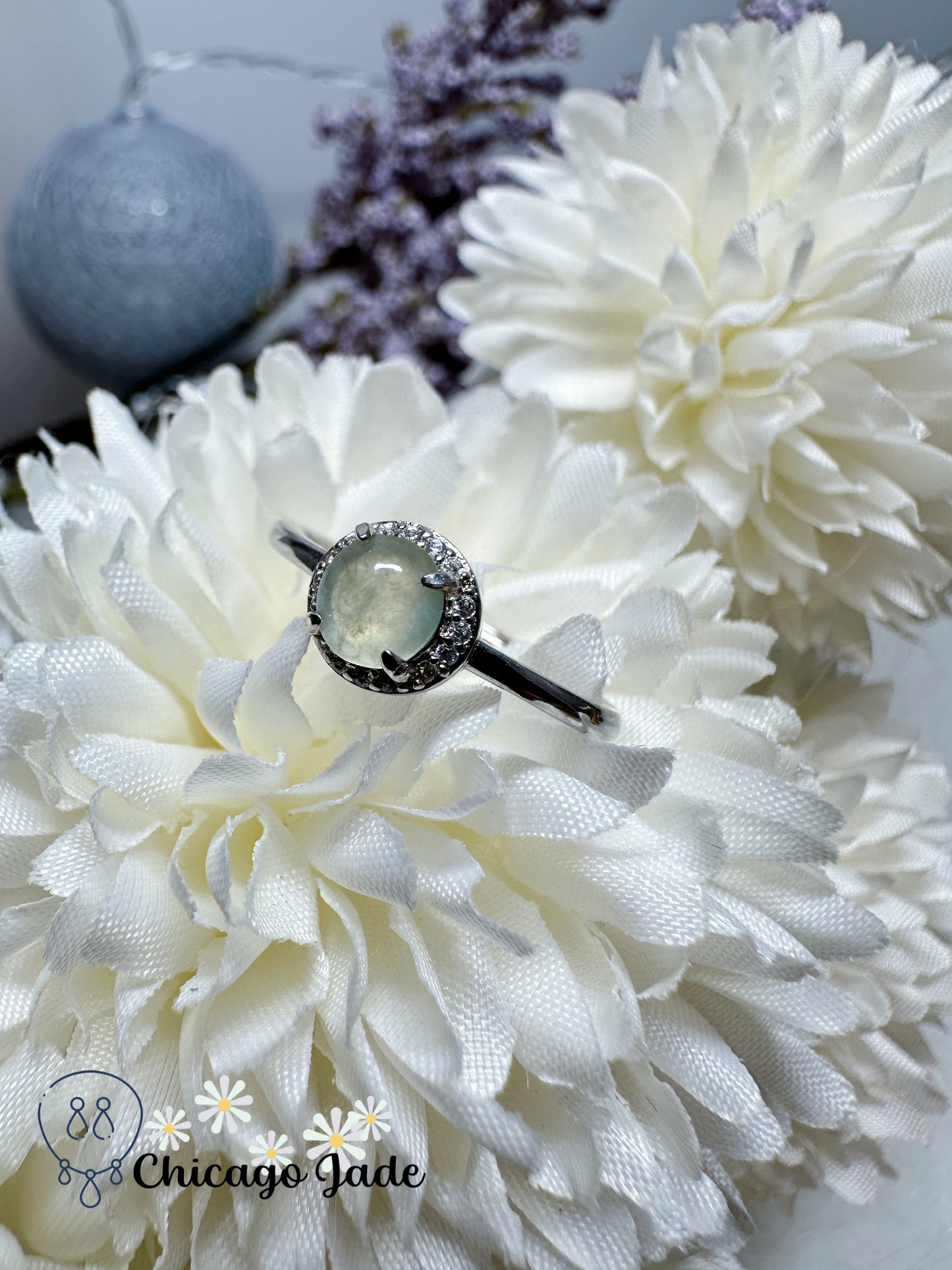 Translucent bright light green natural untreated certified jadeite jade feicui sterling silver s925 ring from Burma