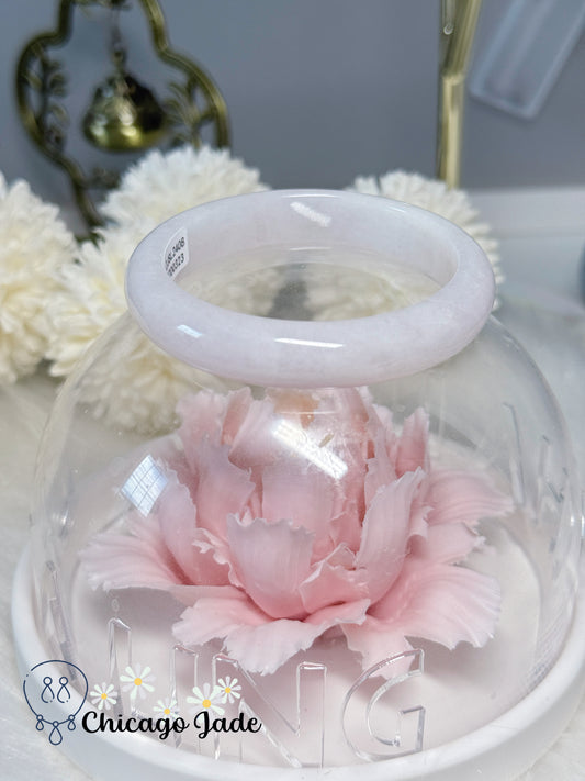 56.8mm SIze M Moonlight White Flat Inside Natural Grade A Untreated Certified Burma Jadeite Jade Feicui Bangle