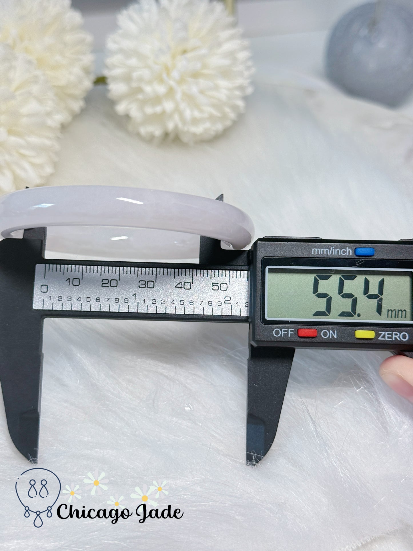 55.4mm Size M Perfect Moonlight White Natural Grade A Type A Untreated Burma Jadeite Jade Feicui Bangle Certified Authentic