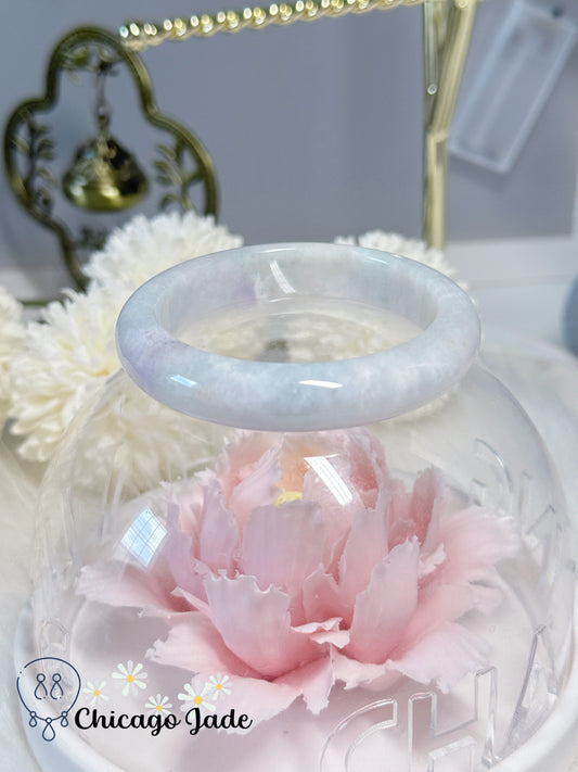 55.7mm Size M Light Purple Pink Flat Inside Natural Untreated Certified Grade A Type A Burma Jadeite Jade Feicui Bangle Handmade Gift
