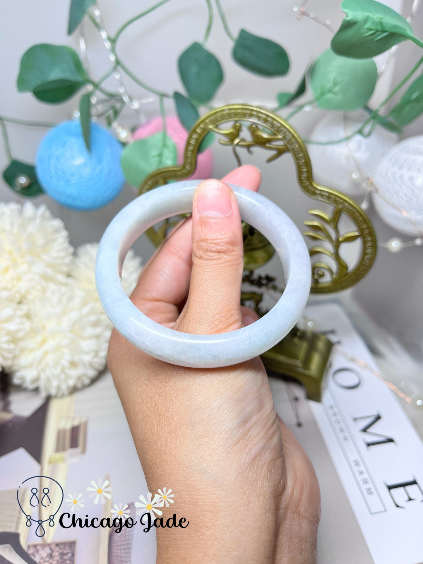 53.9mm Size S Moonlight White Icy Jadeite Jade Feicui Bangle Certified Burma Grade A Authentic