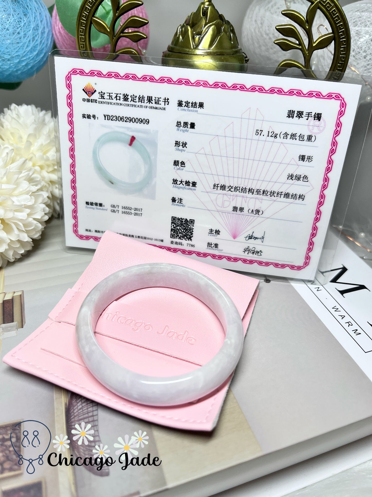 53.9mm Size XS Oval Shaped Apricot Blush Faint Pink Jadeite Jade Feicui Bangle Grade A Authentic Burma