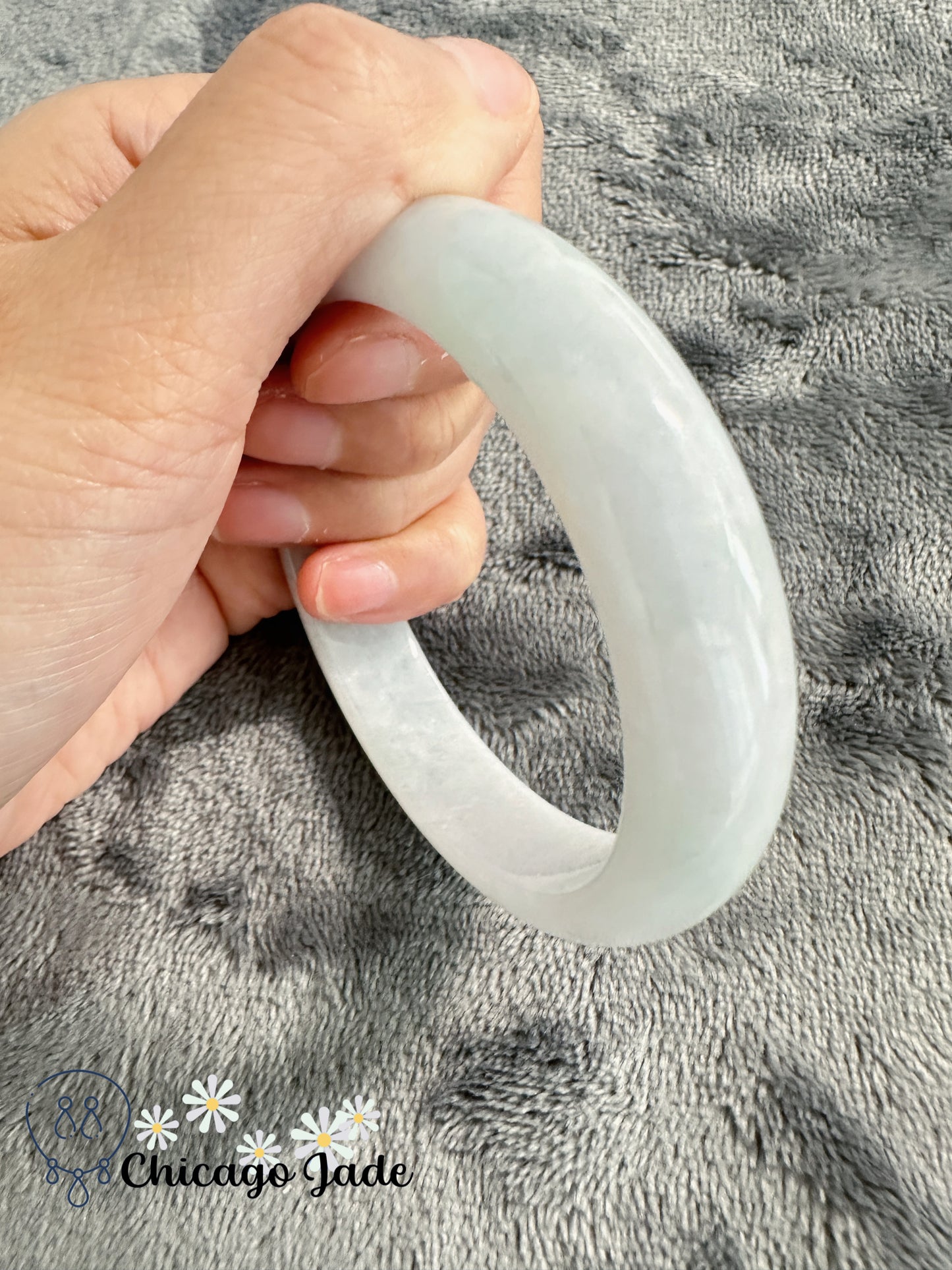 Translucent moonlight jadeite jade bangle size L 60.8mm