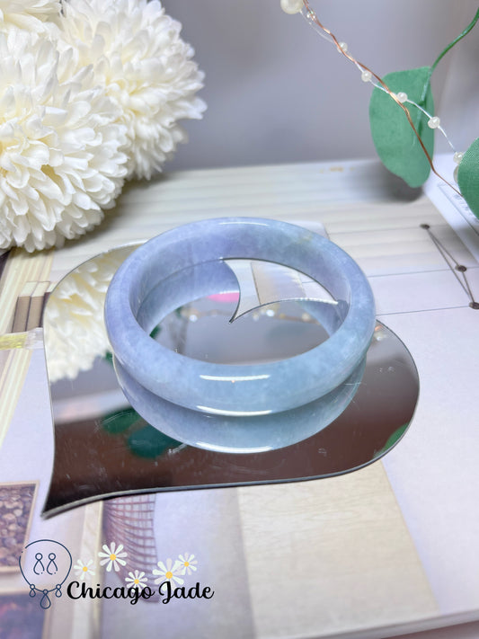 55.9mm Size M Light Blue Purple Natural Grade A Authentic Untreated Burma Jadeite Jade Feicui Bangle