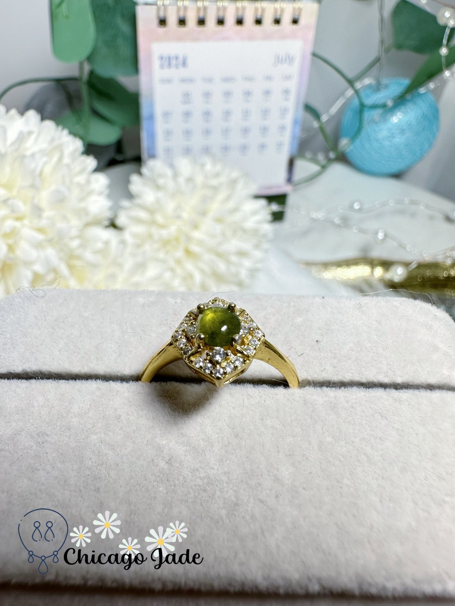 Fall Themed Olive Colored Natural Untreated Jadeite Jade Feicui Ring Sterling Silver S925 Dainty Designer Gift Adjustable