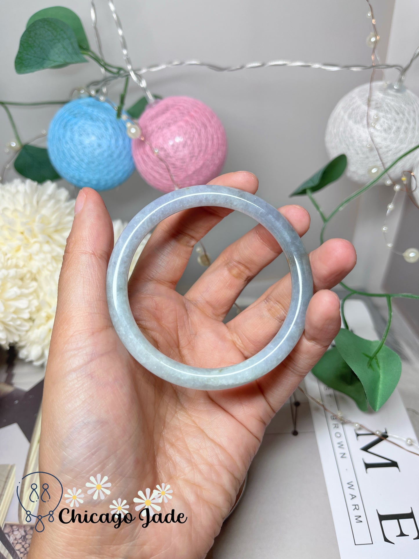 56.3mm Size S Purple Blue Natural Grade A Authentic Untreated Burma Jadeite Jade Feicui Bangle