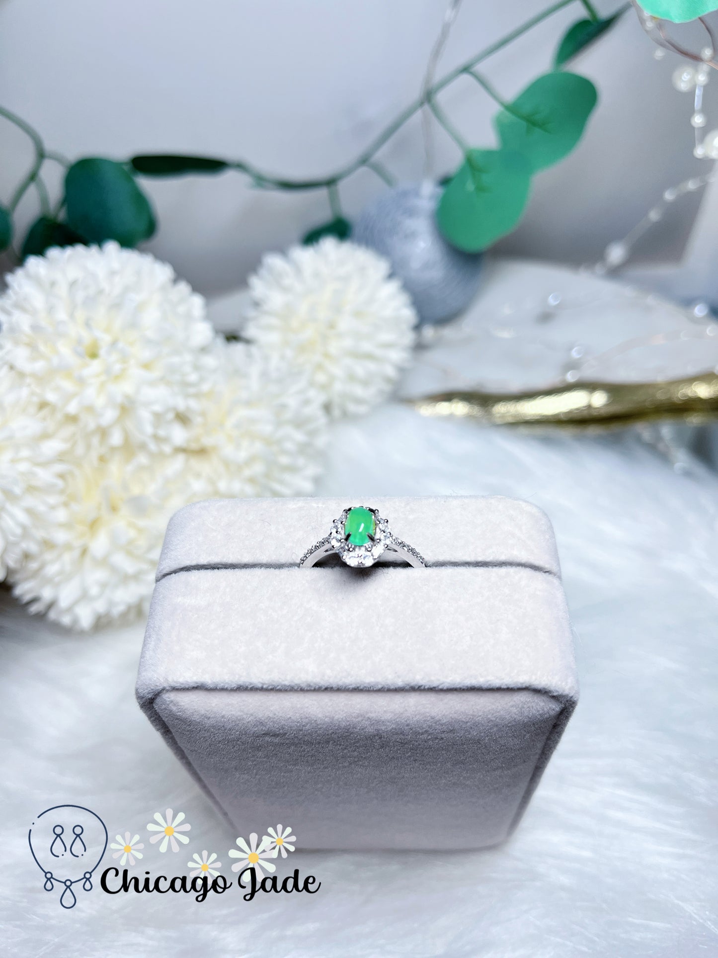 Bright Apple Green Dainty Sparkling Natural Untreated Jadeite Jade Feicui Ring Gift Wrapping Adjustable in Size