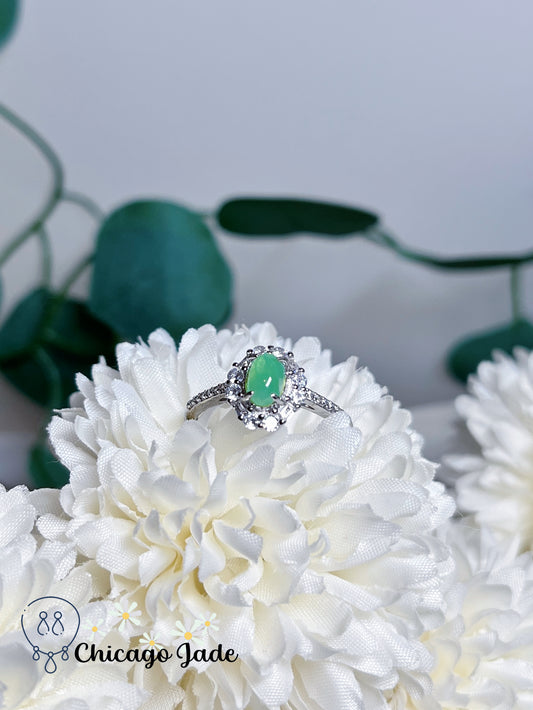 Bright Apple Green Dainty Sparkling Natural Untreated Jadeite Jade Feicui Ring Gift Wrapping Adjustable in Size