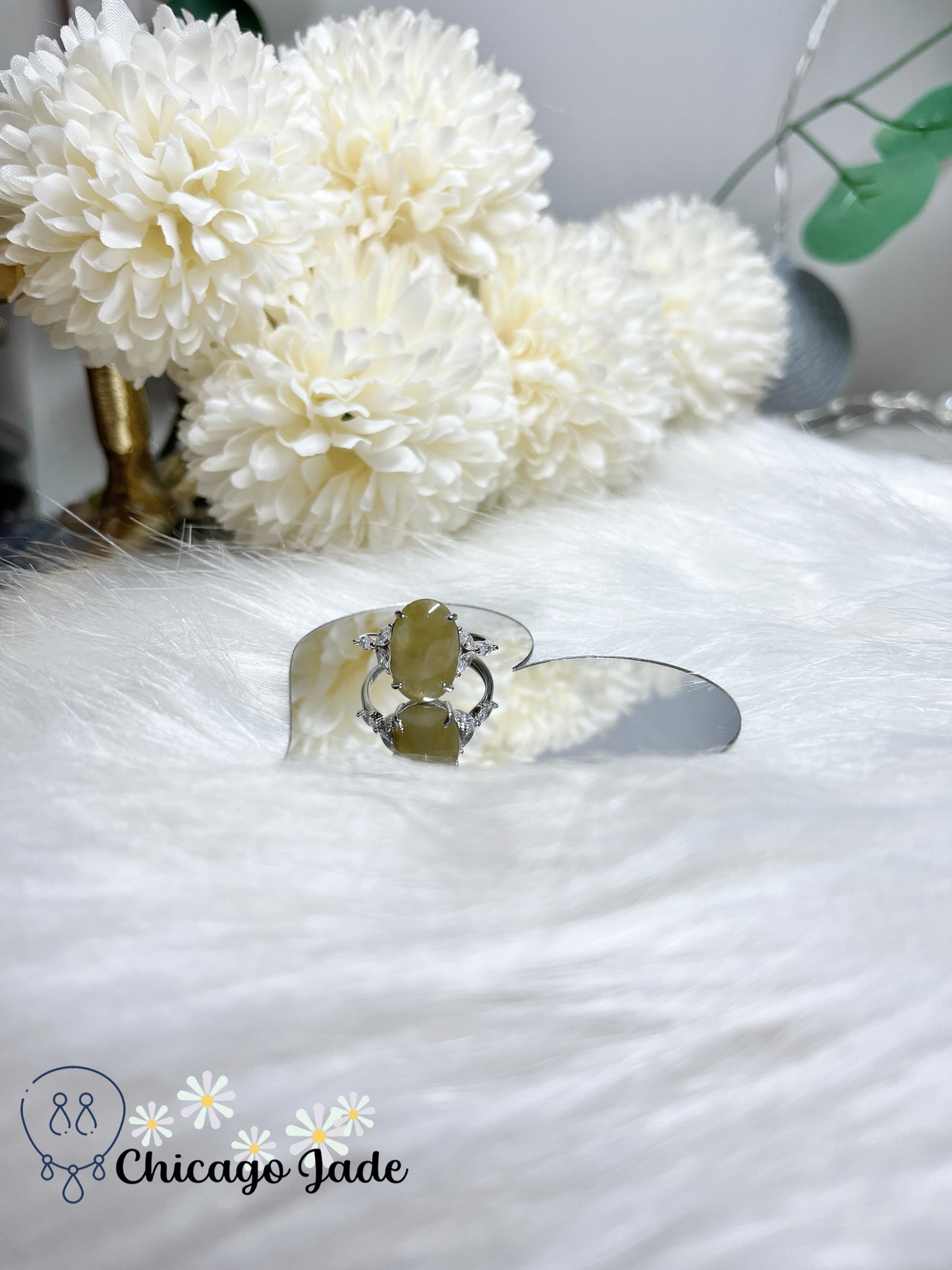 Elegant Yellow Large Oval Natural Jadeite Jade Feicui Ring Sterling Silver S925