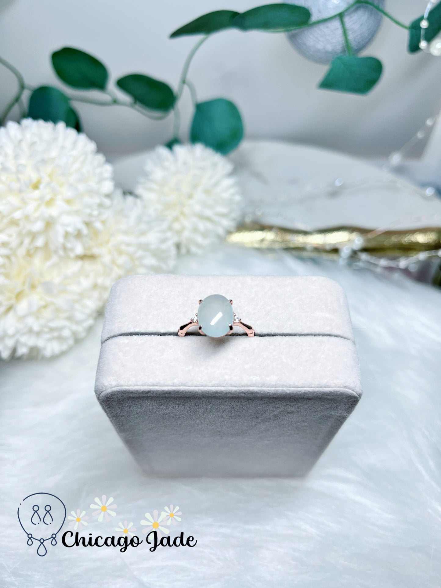 Icy Oval Authentic Jadeite Jade Feicui Solitaire Ring Sterling Silver Adjustable Minimalist Handmade Gift With Certification