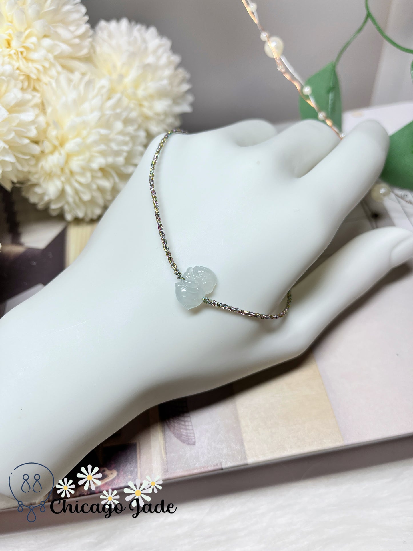 Dainty Icy High Quality Rare Find Carved Jadeite Jade Feicui Fairy Handmade Gift