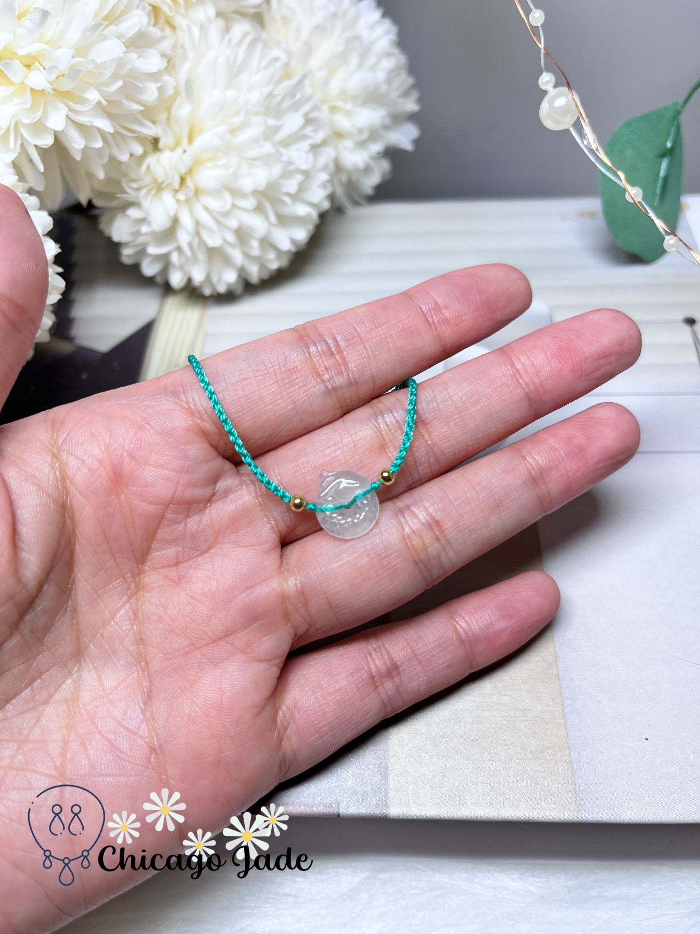 Icy Translucent See Through Finely Carved Natural Jadeite Jade Feicui Dragon Loop Rope Bracelet Handmade Gift