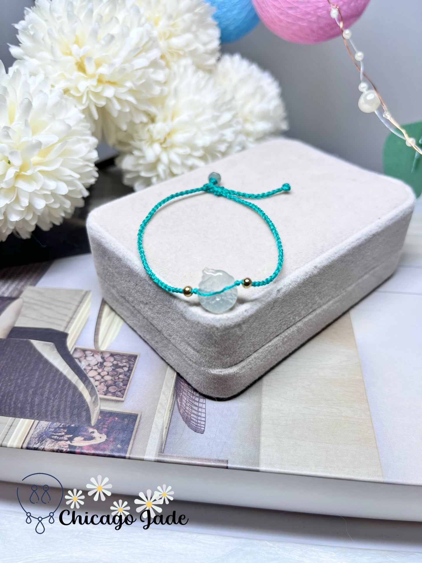 Icy Translucent See Through Finely Carved Natural Jadeite Jade Feicui Dragon Loop Rope Bracelet Handmade Gift