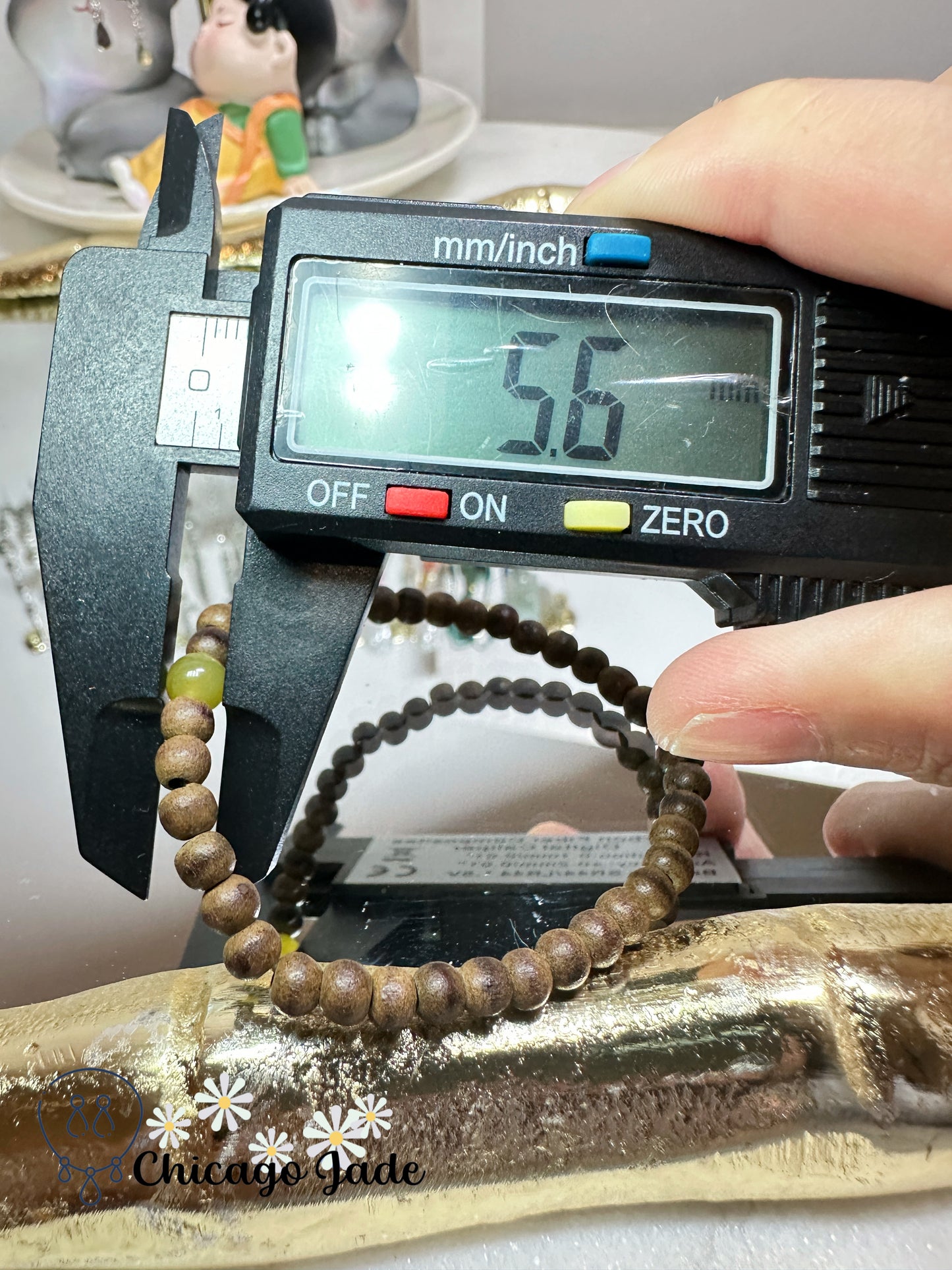 Bright yellow jadeite jade bead with wood beaded bracelet