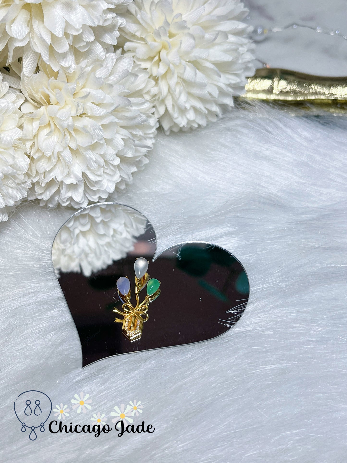 Designer Piece Jewelry Box Jadeite Jade Feicui Pendant on Solid 18K Gold Setting Authentic Certified Jadeite Burma