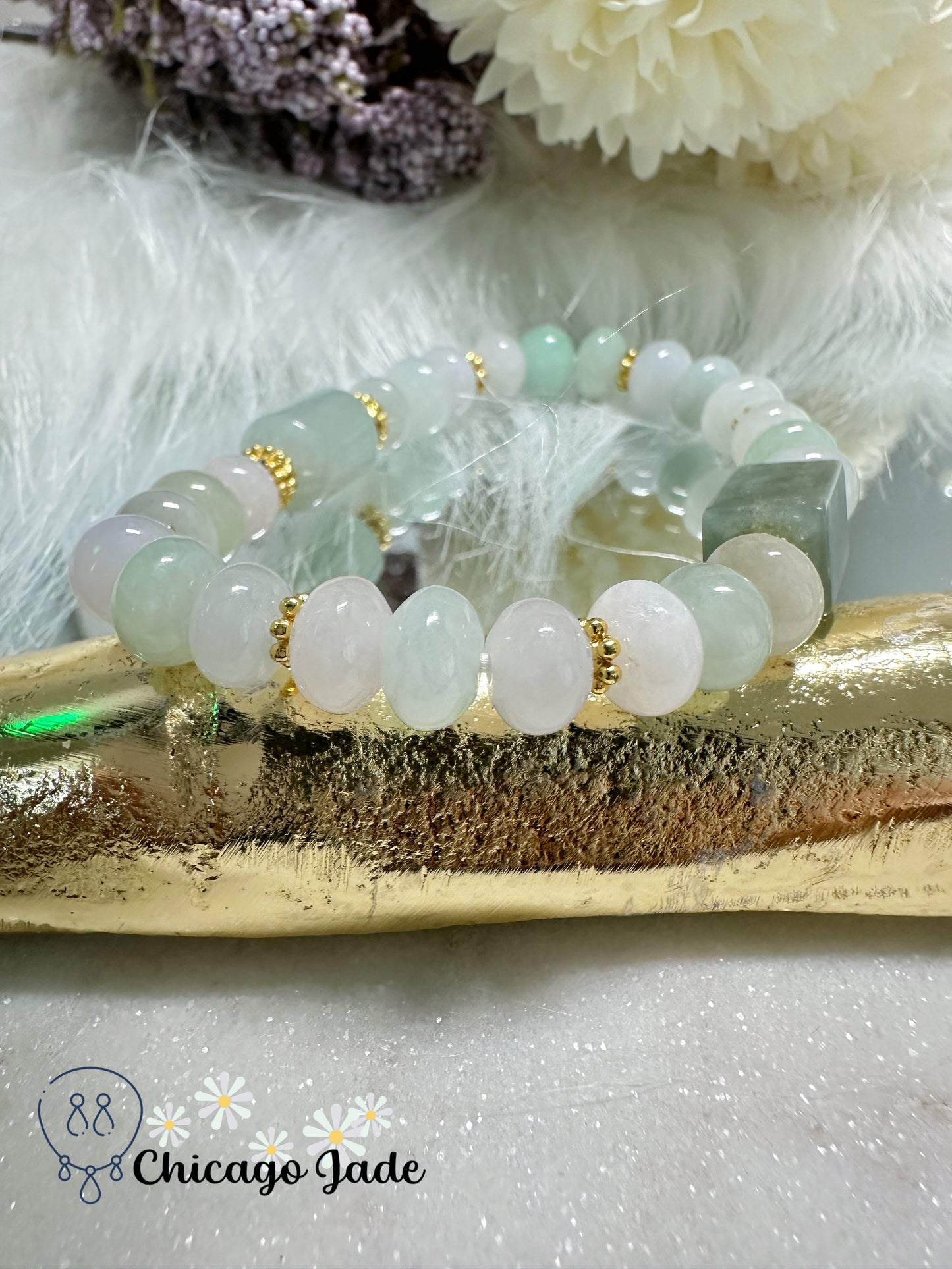 Donut shaped romantic color large jadeite jade feicui designer adjustable bracelet