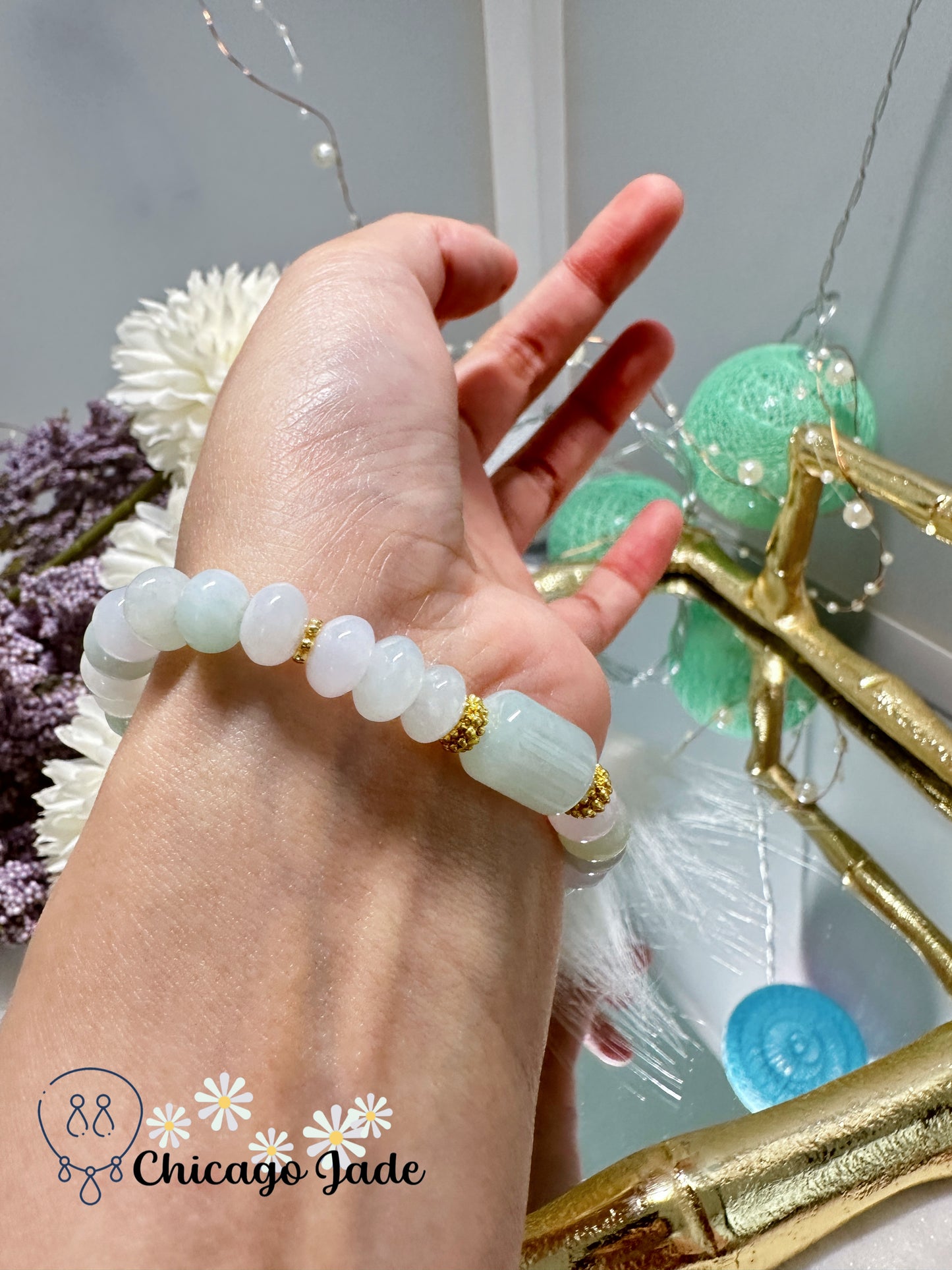 Donut shaped romantic color large jadeite jade feicui designer adjustable bracelet