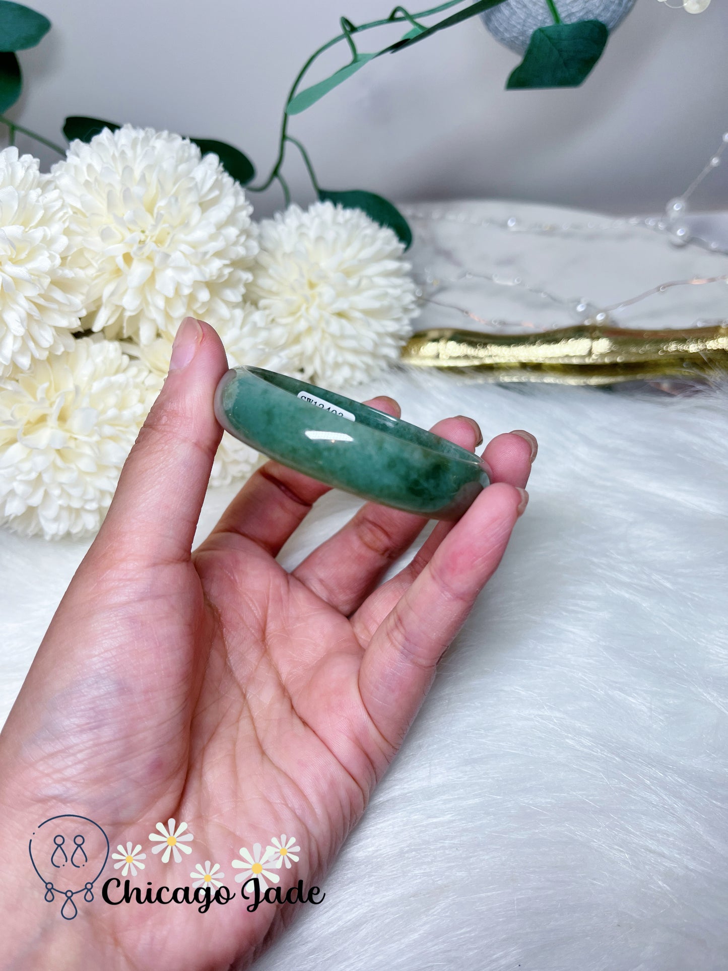 52mm XS Dainty Full Green Natural Jadeite Jade Feicui Flat Inside Bangle Certified Grade A Burma