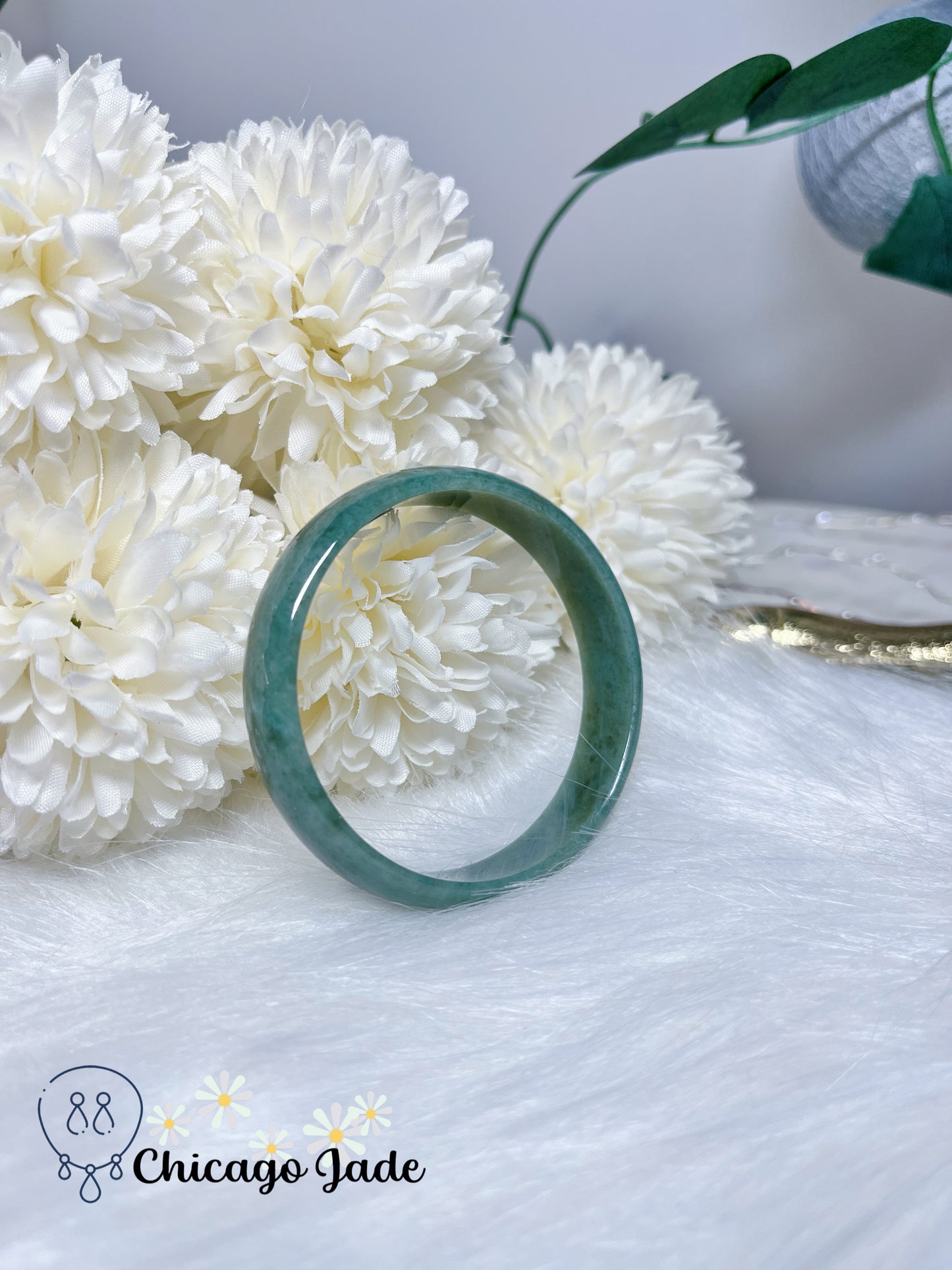 52mm XS Dainty Full Green Natural Jadeite Jade Feicui Flat Inside Bangle Certified Grade A Burma