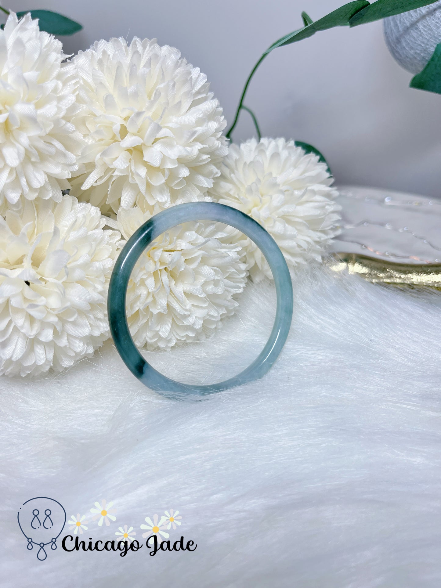 54.2mm Size S Dainty Half Dark Green Half Light Green Jadeite Jade Feicui Bangle Finely Polished Grade A Certified Burma