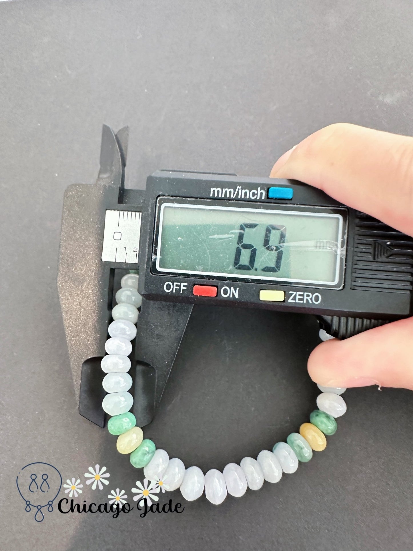 Donuts shaped beaded jadeite jade stone with large cubic center stone - Chicago Jadeanniversarybeadedbirthday giftChicago Jade