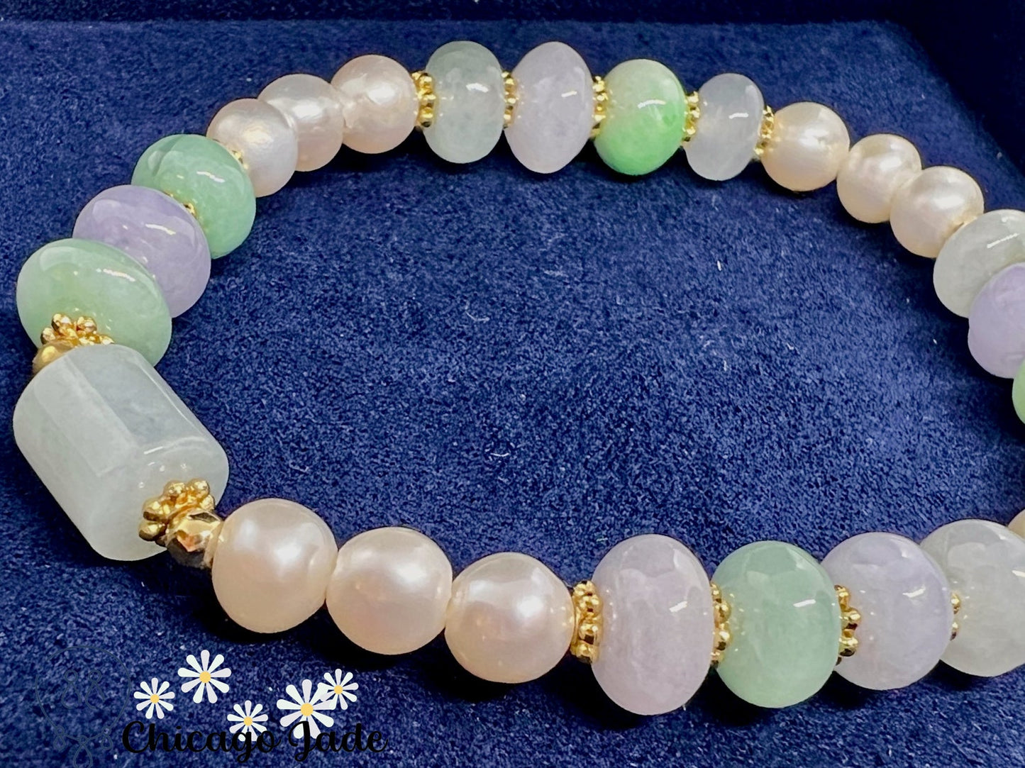 BB0013 Jadeite Pearl Beaded Bracelet - Chicago JadebeadedbraceletpearlChicago Jade