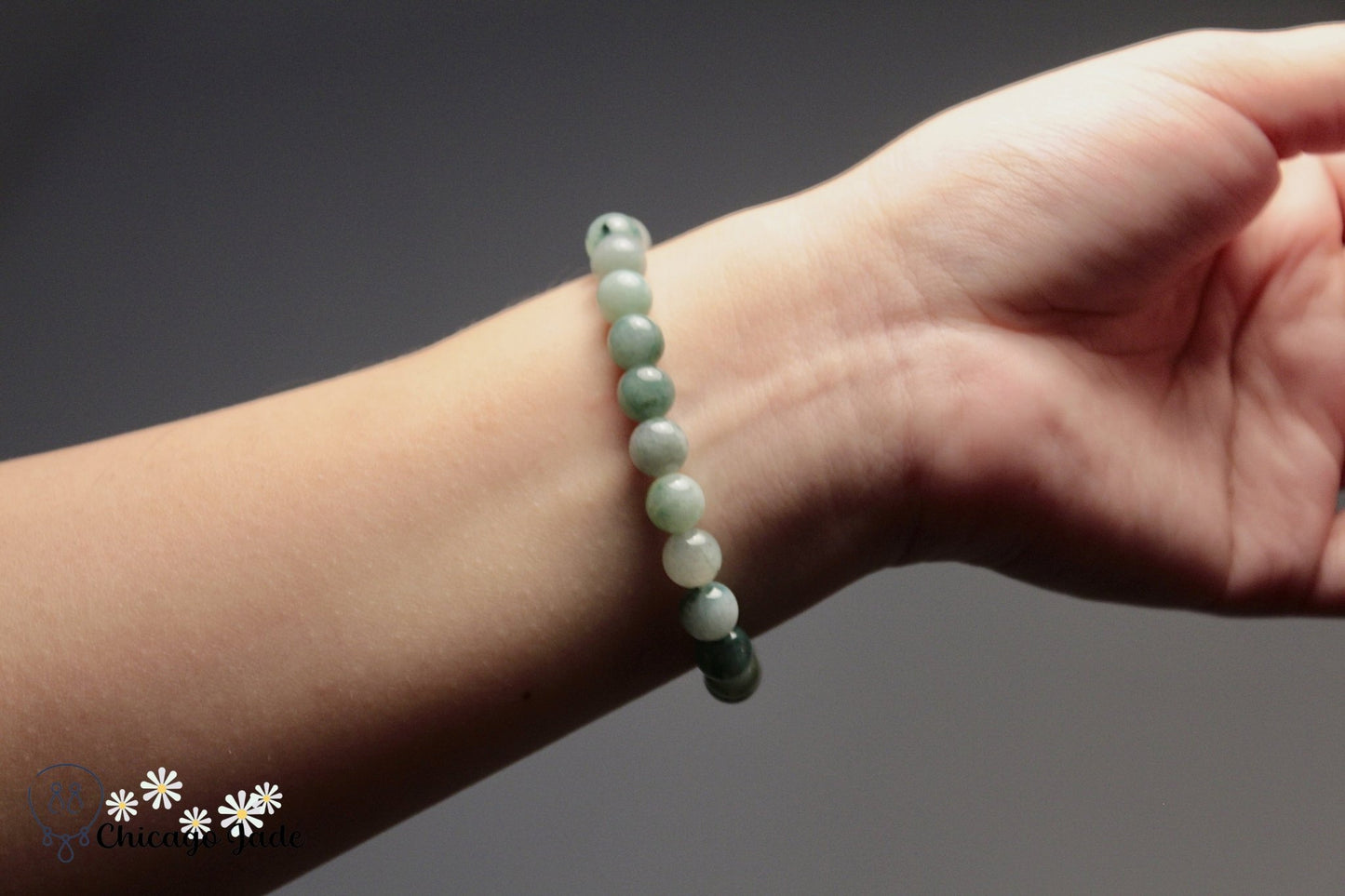 BB0019D Dark Floating Green Jadeite Bracelet - Chicago JadebeadedbraceletChicago Jade