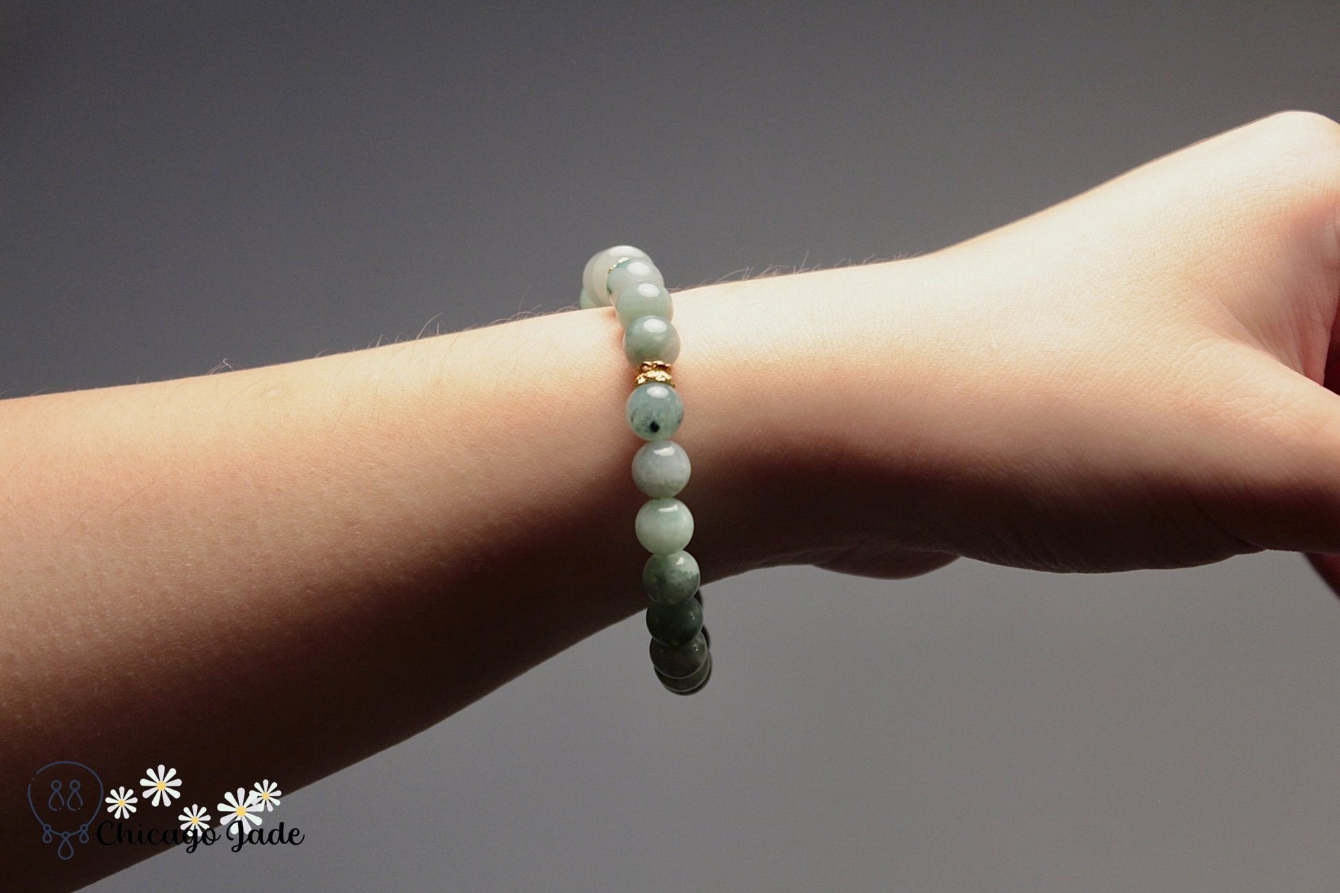 BB0019D Dark Floating Green Jadeite Bracelet - Chicago JadebeadedbraceletChicago Jade