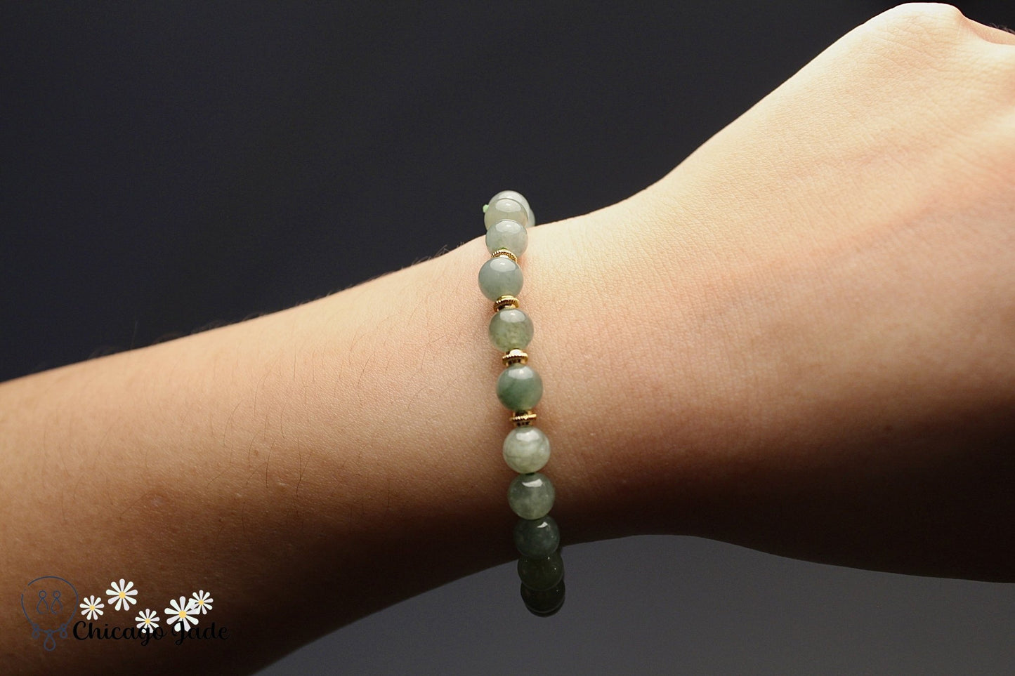 Dark Light Green Jadeite Beaded Bracelet - Chicago JadebeadedbraceletChicago Jade