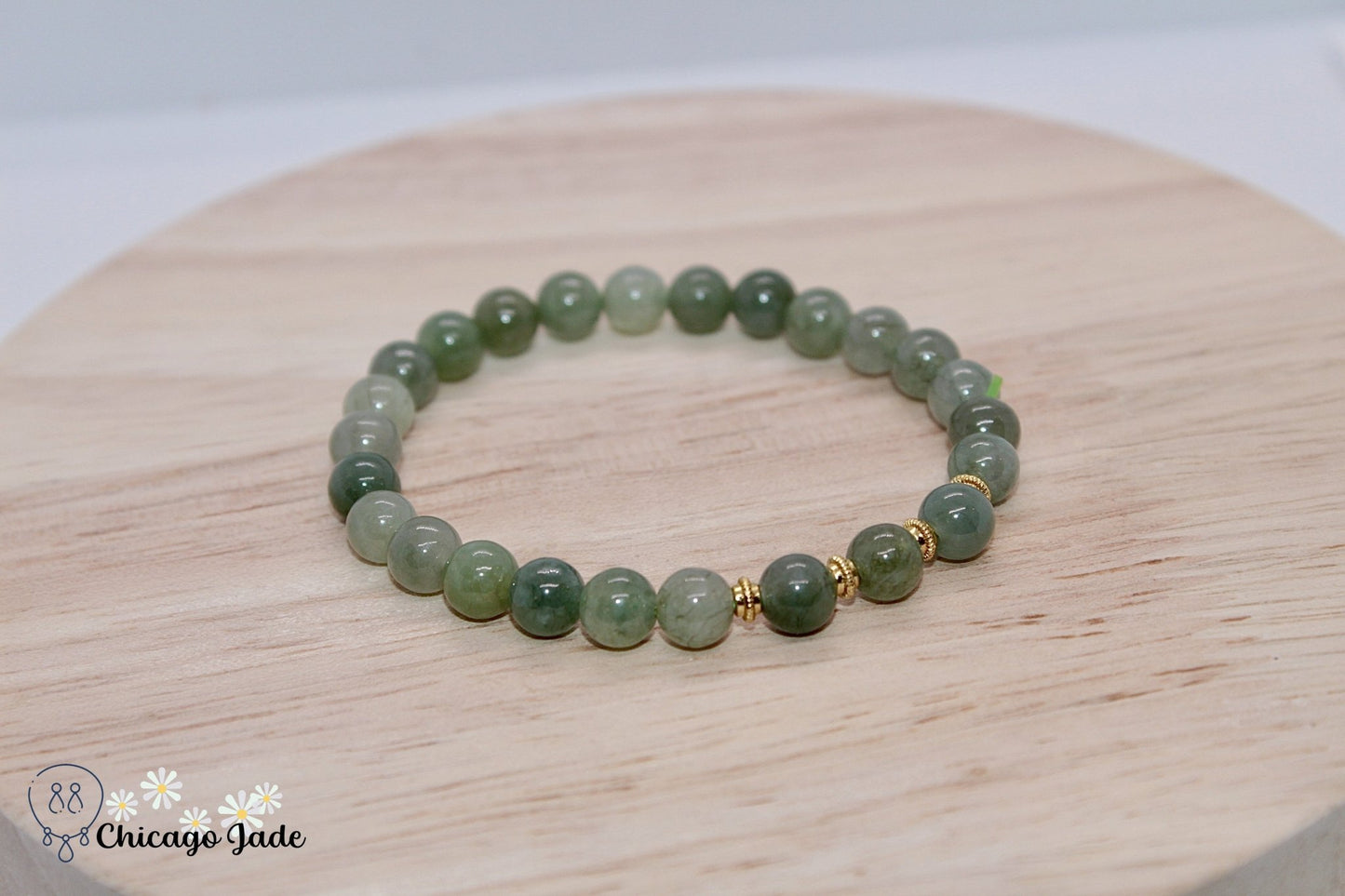 Dark Light Green Jadeite Beaded Bracelet - Chicago JadebeadedbraceletChicago Jade